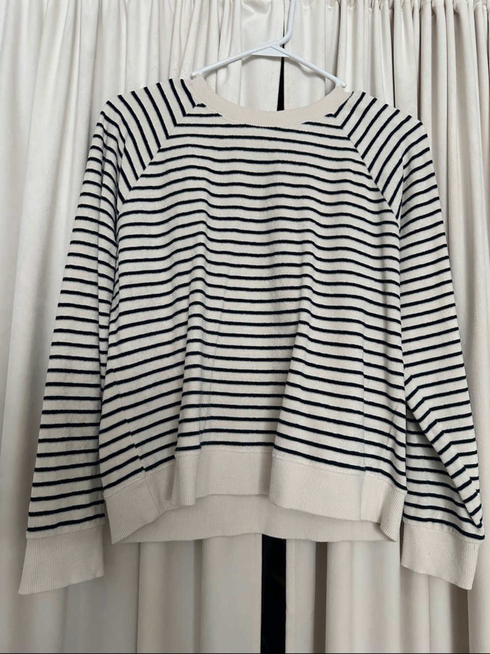 Rails Navy and White Striped Crewneck